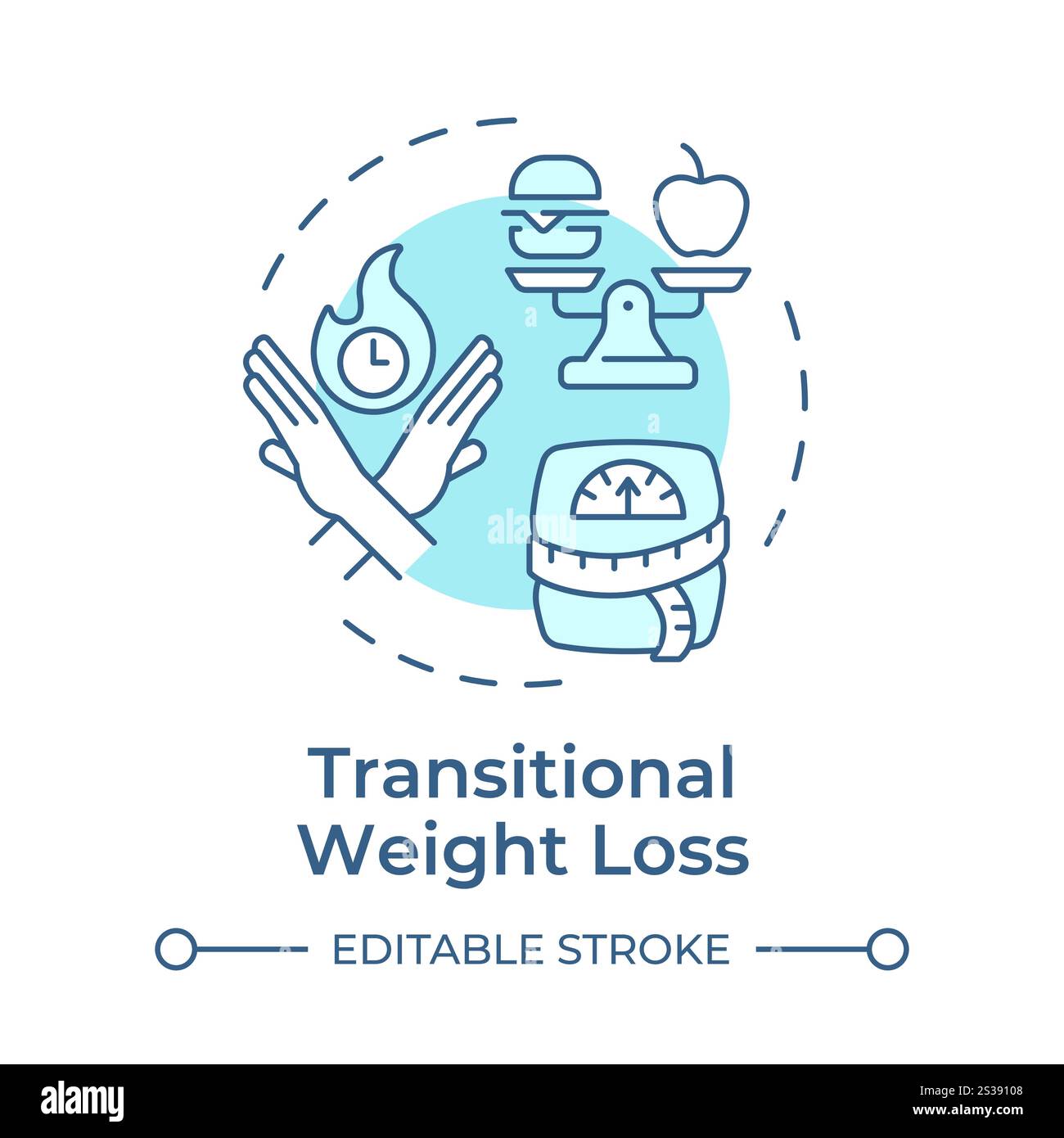 Übergangssymbol für Gewichtsverlust in sanftem Blau Stock Vektor