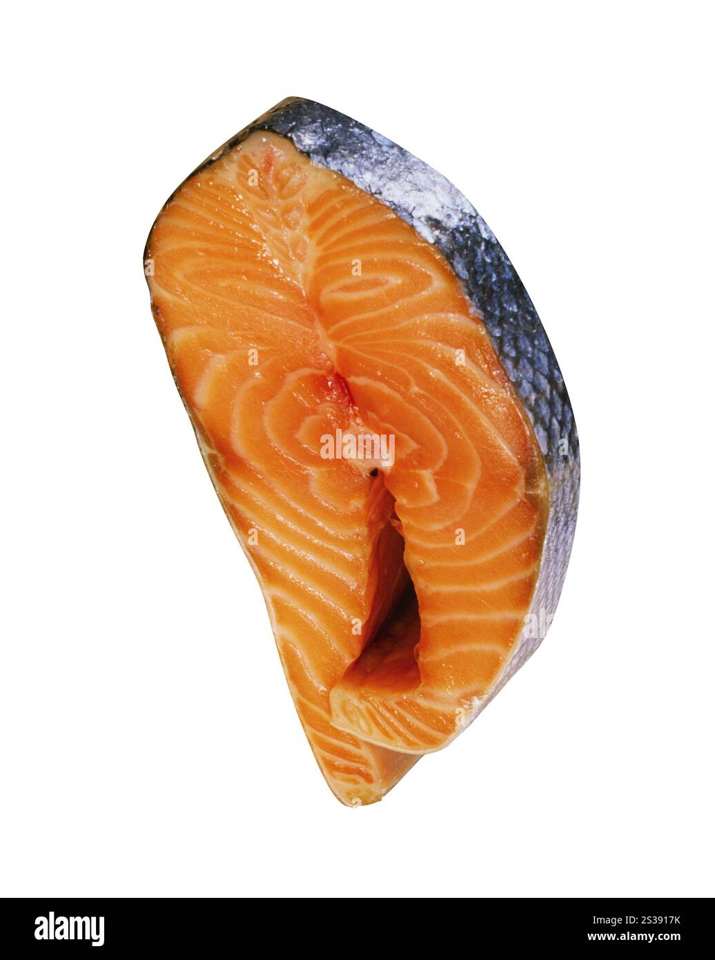 Rohes Lachsfilet isoliert Stockfoto