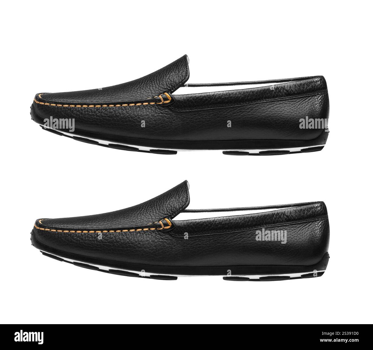 Schwarze Damenschuhe isoliert auf weißem Hintergrund. Schwarze Damenschuhe Stockfoto