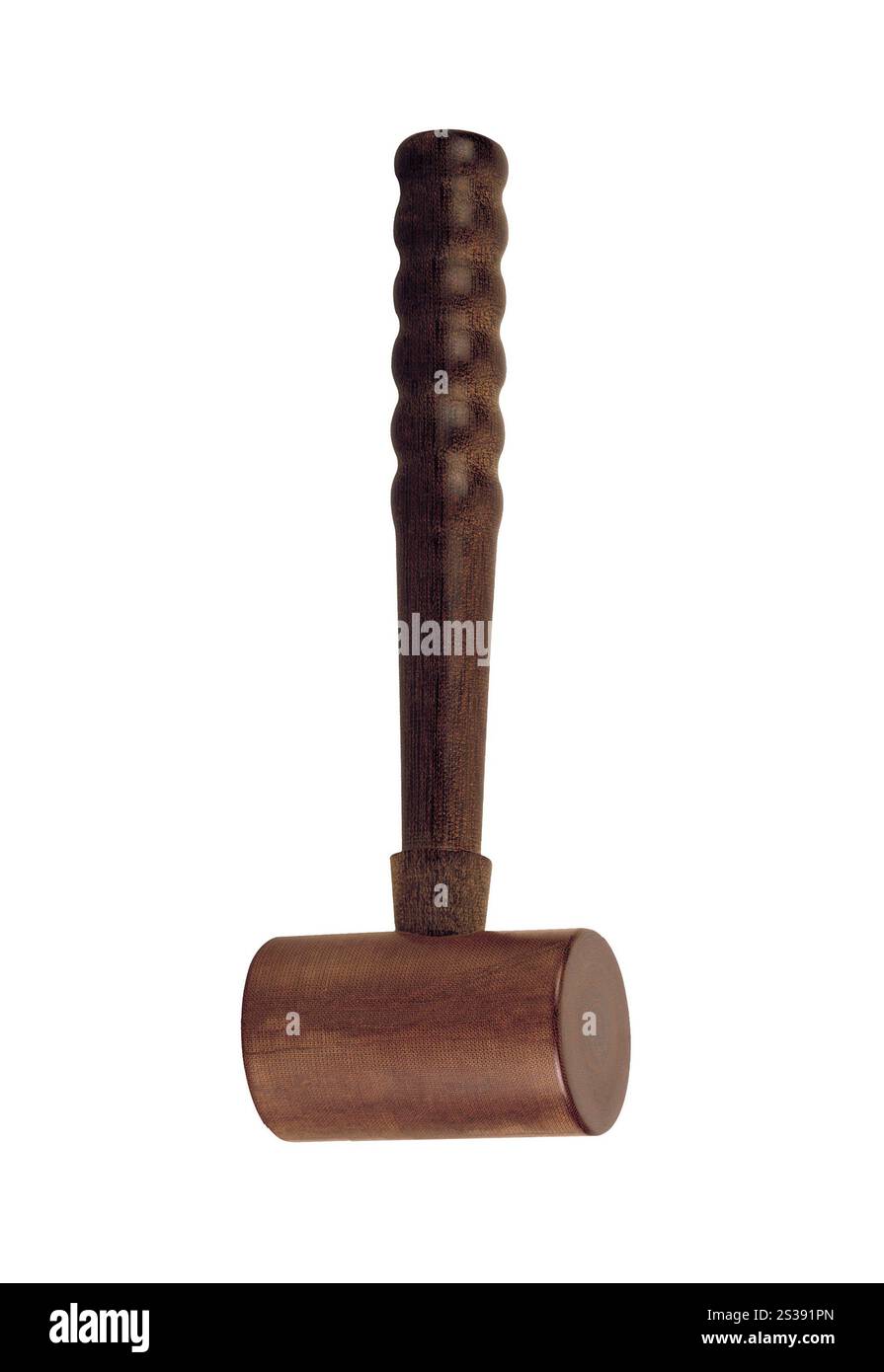 Holzhammer isoliert auf weiß. Holzhammer Stockfoto