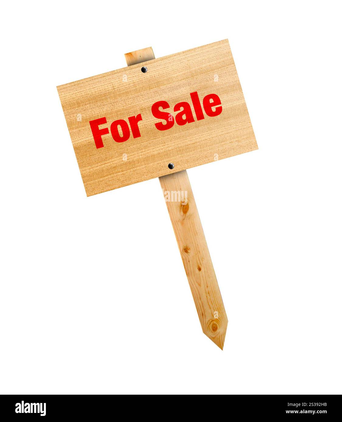 Hölzerne Fabrikschild Verkauf isoliert. Hölzerner Fabrikschild im Angebot Stockfoto