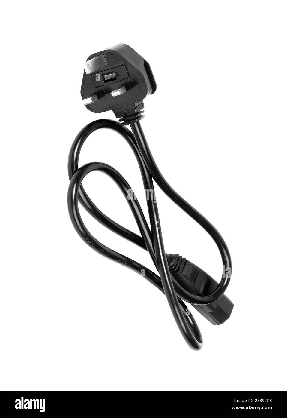 Elektrischer Stecker isoliert auf weißem Hintergrund. Elektrischer Stecker isoliert Stockfoto