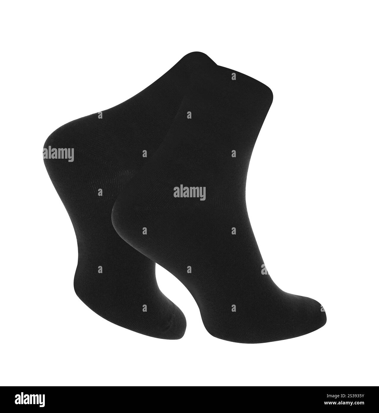 Leere schwarze Socken isoliert Stockfoto