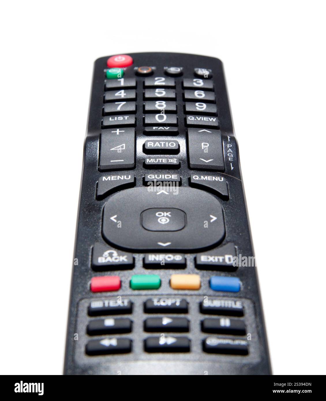Fernbedienung isoliert auf weißem Stockfoto