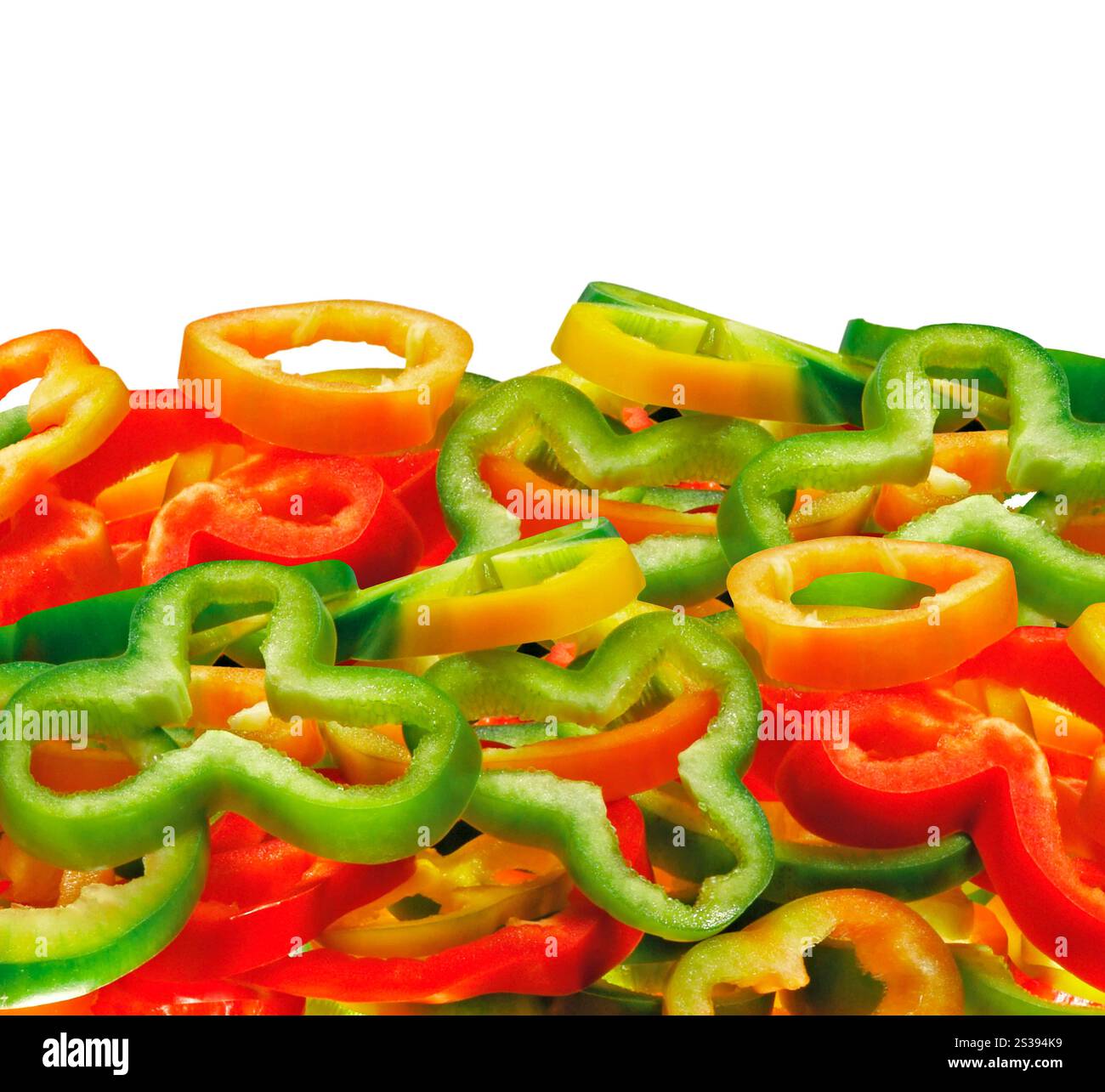 Frische, bunt geschnittene Paprika Stockfoto