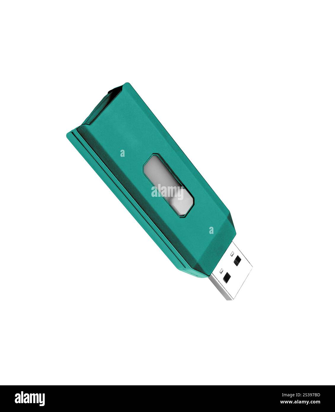 Flash-Laufwerk auf weißem Hintergrund isoliert. Flash-Laufwerk isoliert auf weiß Stockfoto