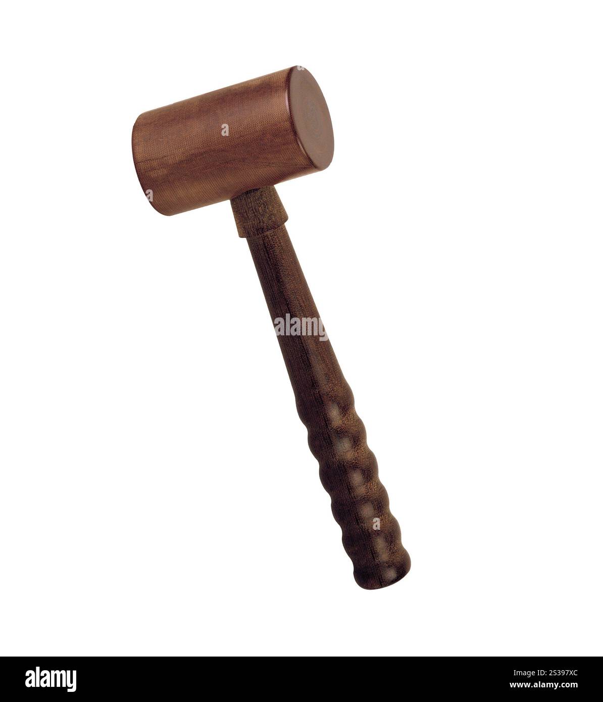 Holzhammer isoliert auf weiß. Holzhammer Stockfoto