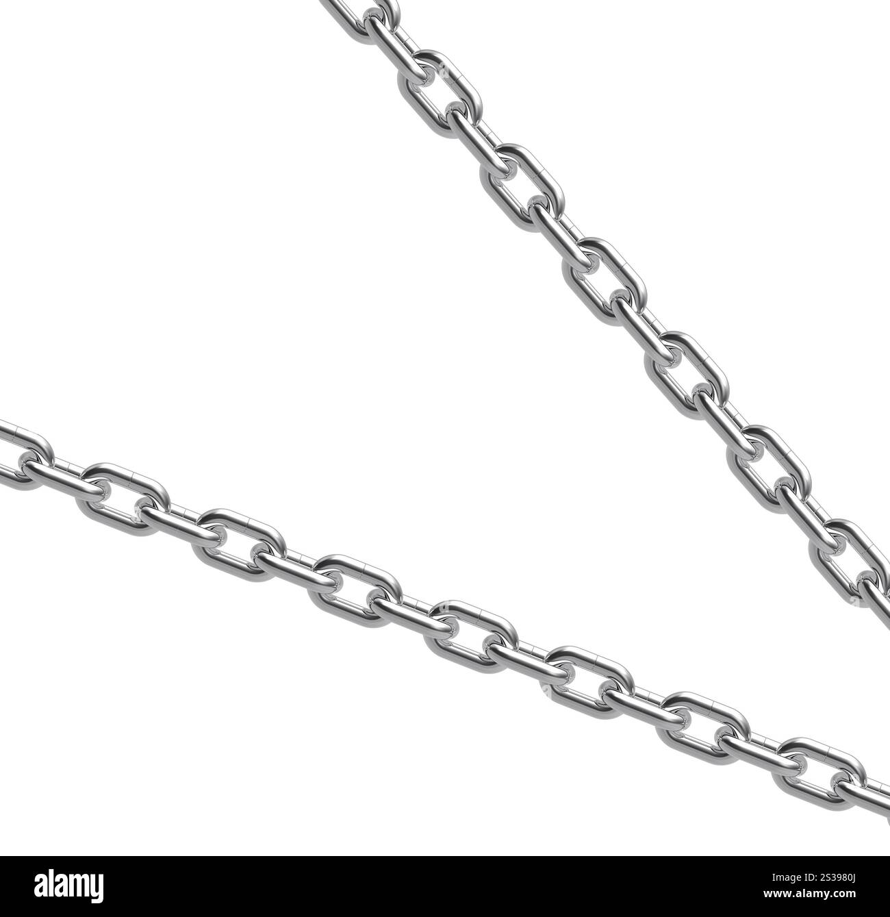 Zwei Ketten isoliert auf weißem Hintergrund. Zwei Ketten Stockfoto