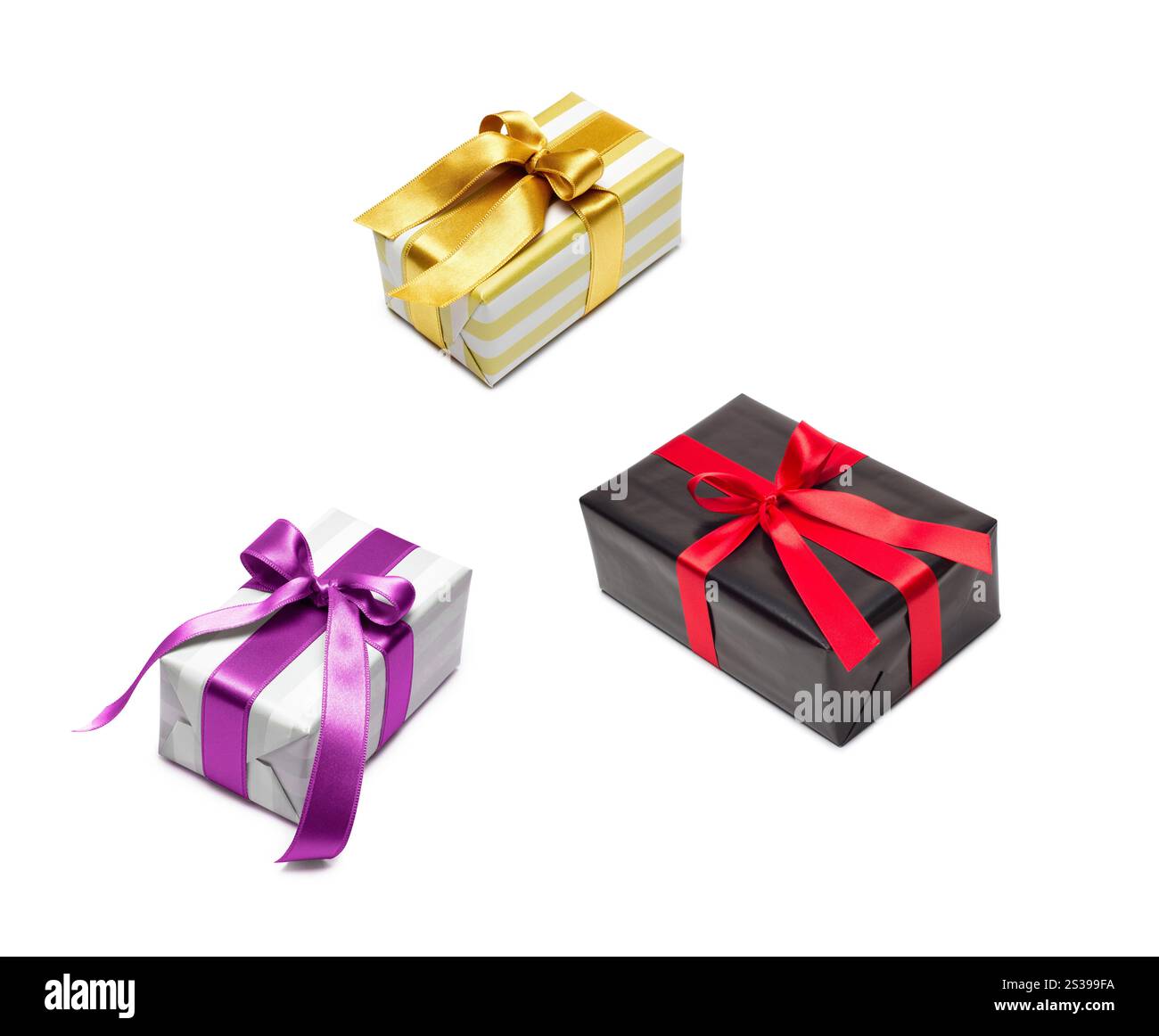 Geschenkboxen isoliert auf weiß. Geschenkboxen Stockfoto