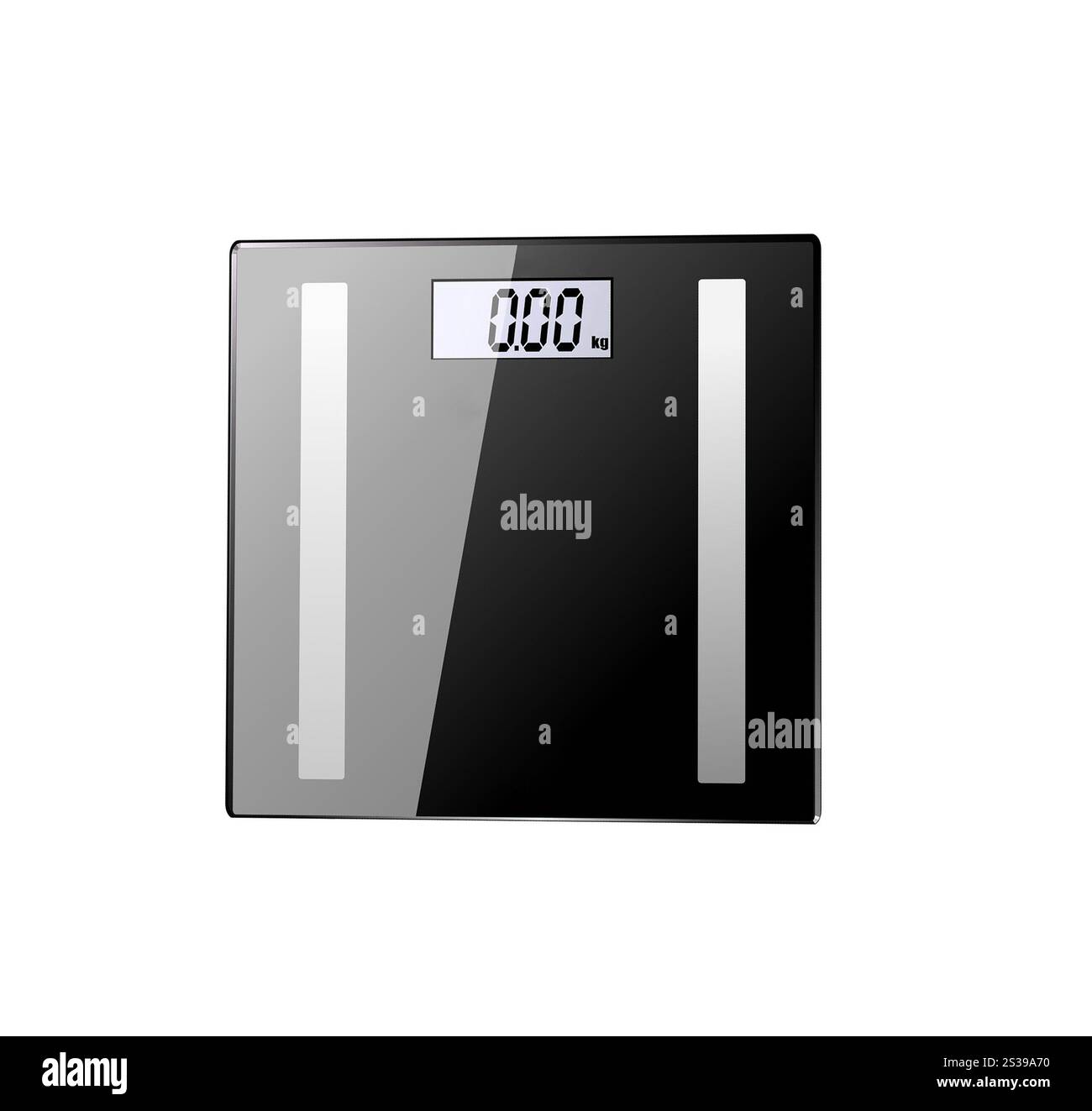 Digitale Badezimmerwaage isoliert auf weißem Hintergrund. Digitale Badezimmerwaage, Isoliert Stockfoto