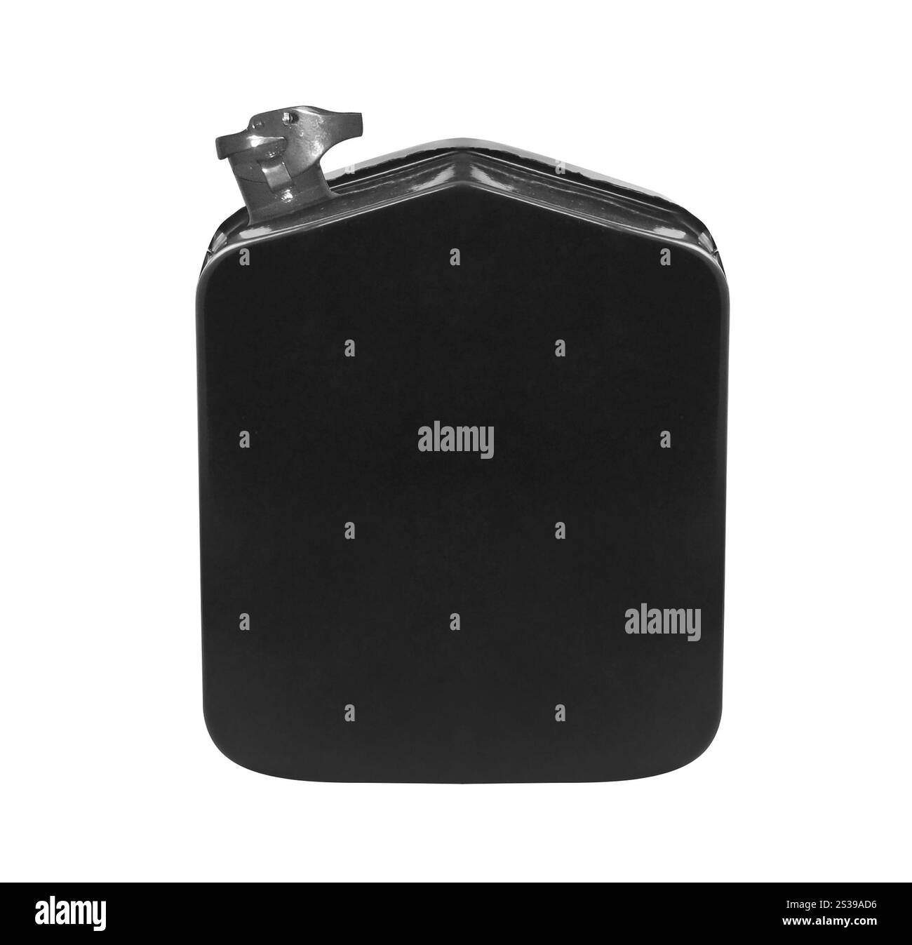 Benzinkanister isoliert auf weißem Hintergrund Stockfoto