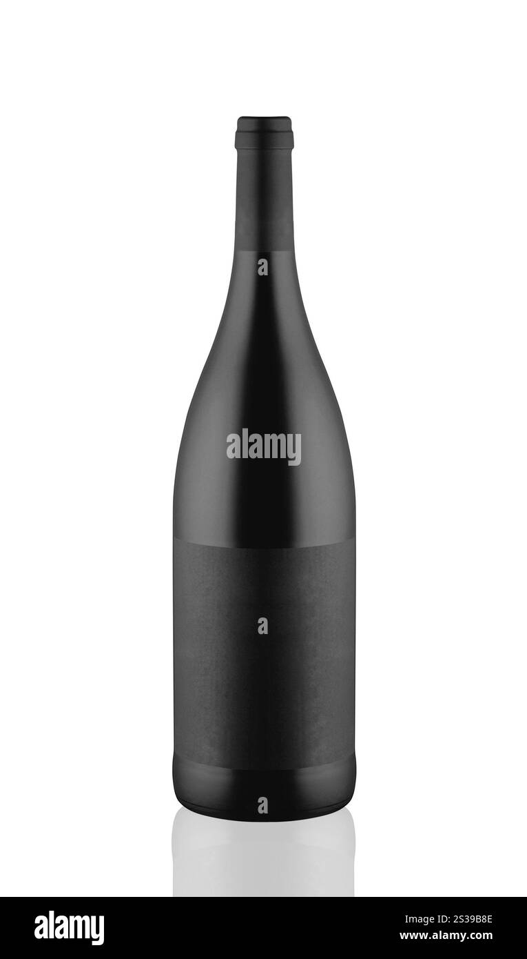 Weinflasche isoliert auf weißem Hintergrund. Weinflasche Stockfoto
