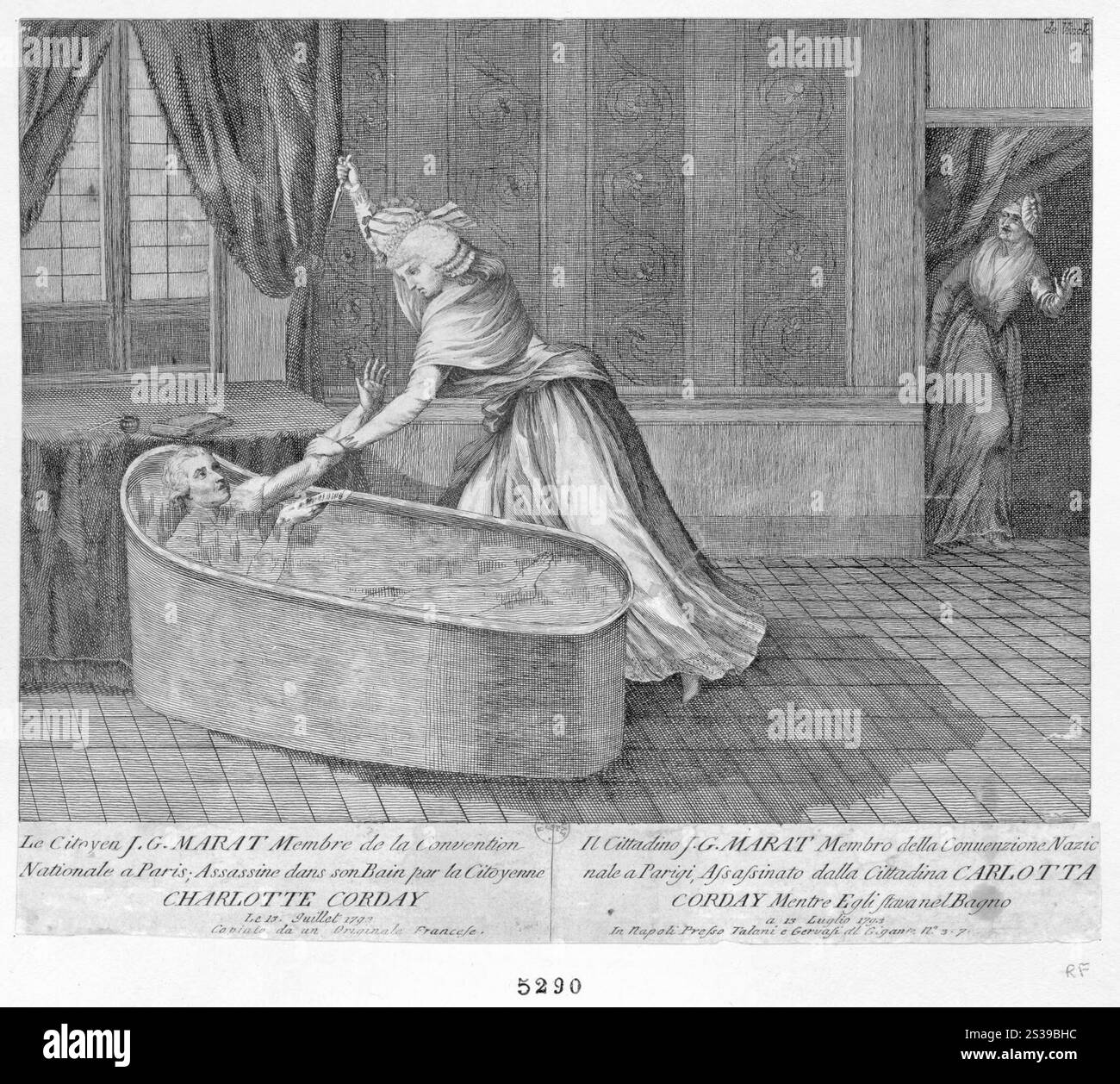 Der Bürger J. G. Marat Mitglied des Nationalkonvents in Paris - ermordet in seinem Bad durch den Bürger Charlot - 1793 Stockfoto