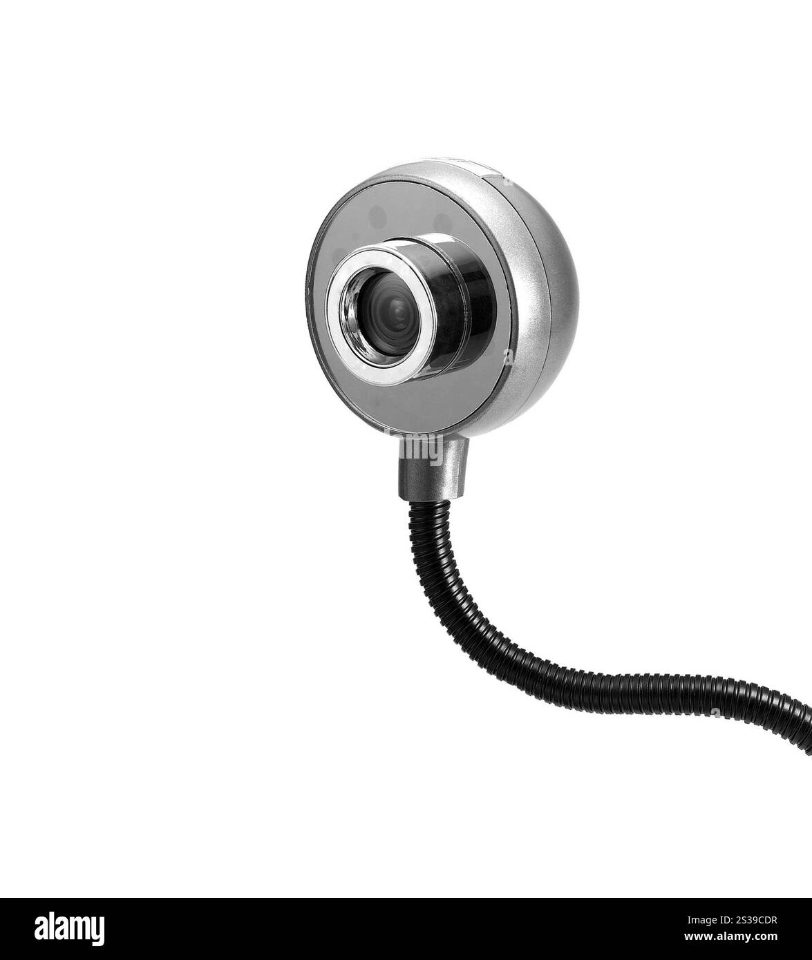 Nahaufnahme der Webkamera auf weißem Hintergrund. Nahaufnahme der Webkamera Stockfoto