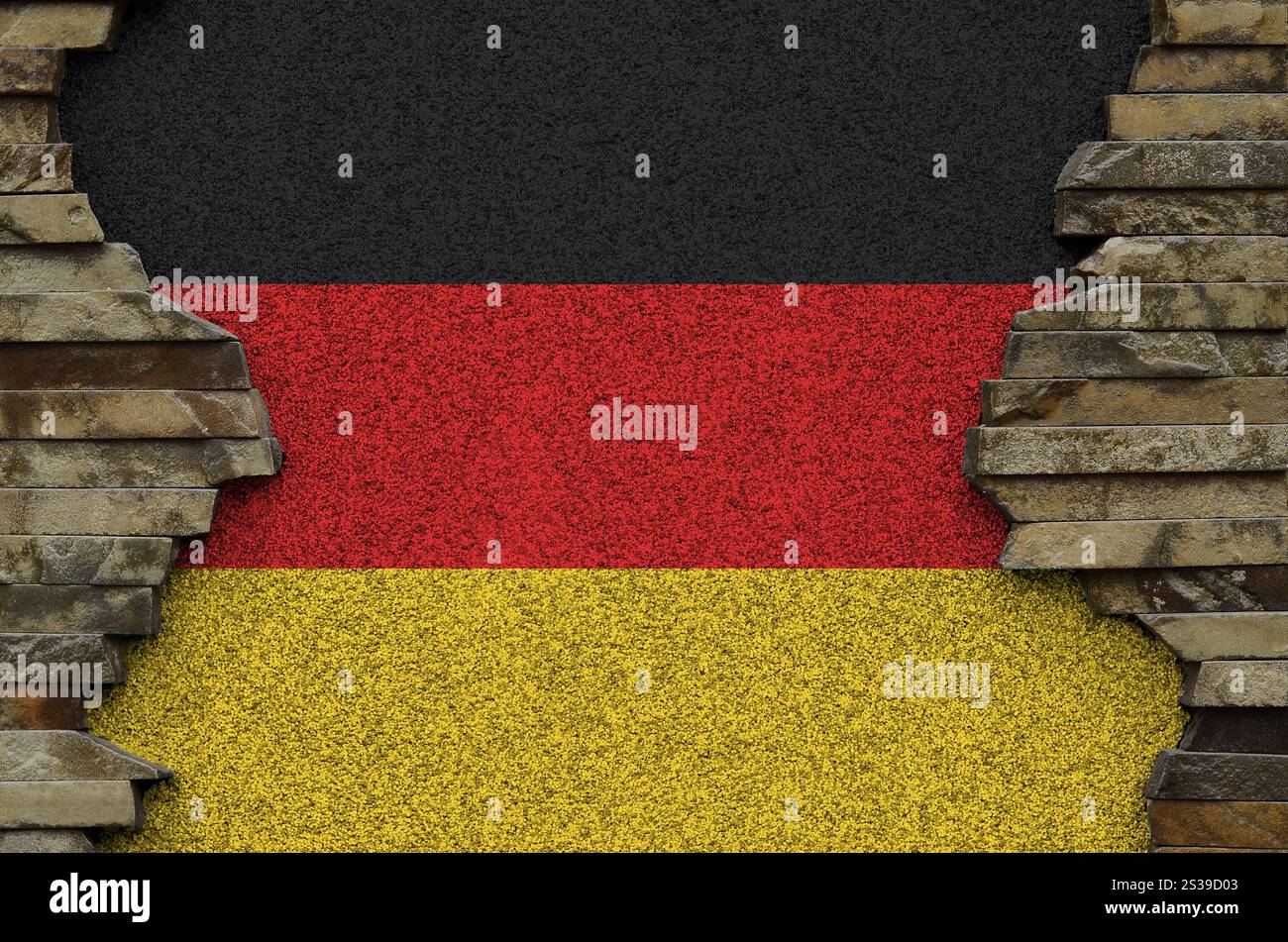Deutschland-Flagge in Malfarben auf der alten Steinmauer aus nächster Nähe dargestellt. Strukturiertes Banner auf Steinwand Hintergrund. Deutschland-Flagge in Farbfarben abgebildet Stockfoto Deutschland-Flagge in Malfarben auf der alten Steinmauer aus nächster Nähe dargestellt. Strukturiertes Banner auf Steinwand Hintergrund. Deutschland-Flagge in Farbfarben abgebildet Stockfoto