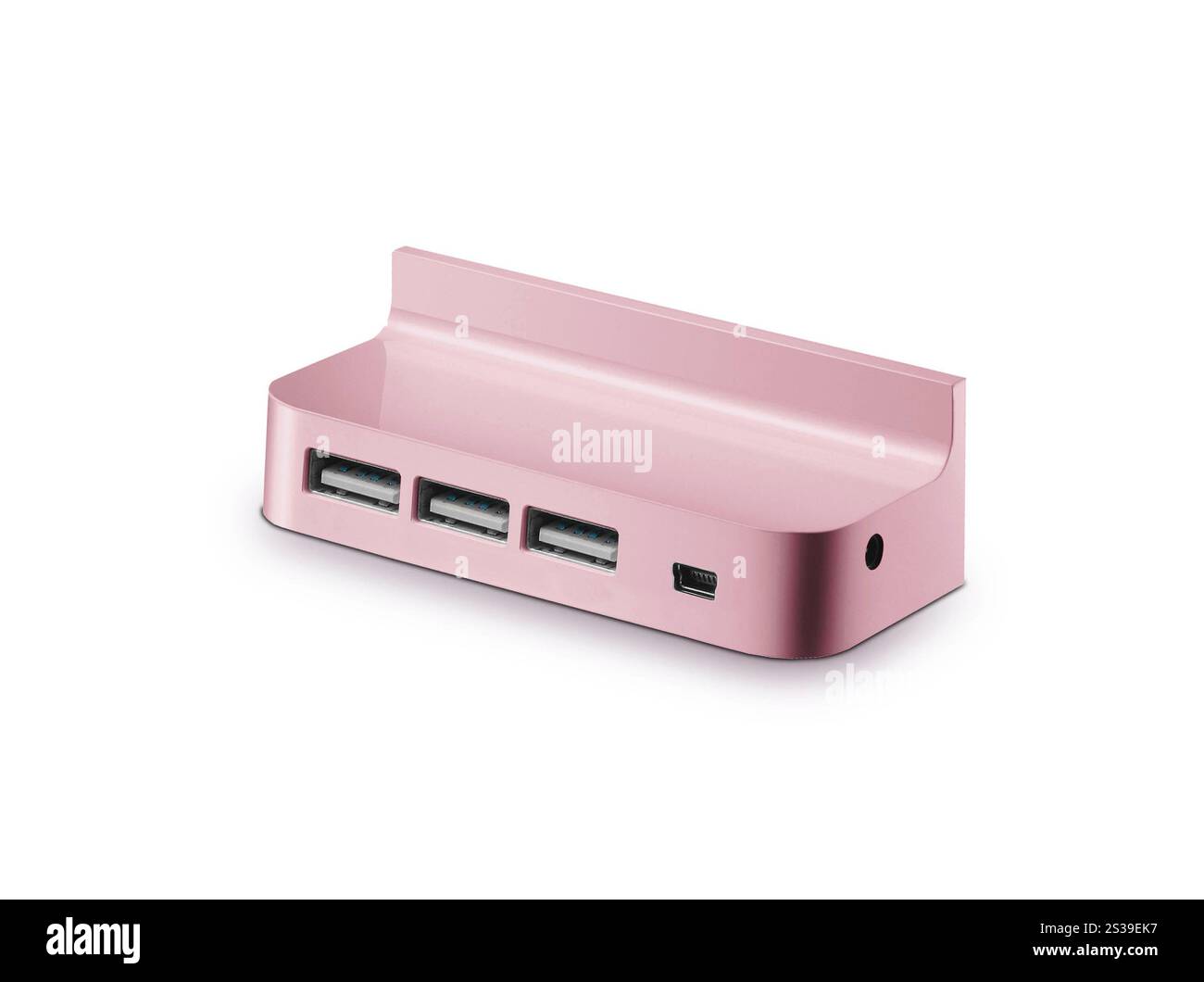 Reise-usb-Hub isoliert auf weißem Hintergrund. usb-Hub für unterwegs isoliert Stockfoto