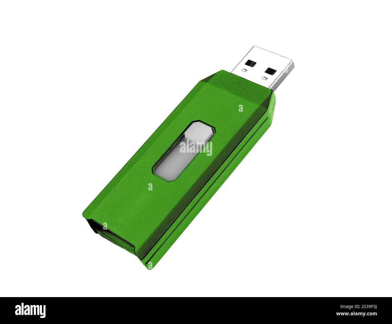 Flash-Laufwerk auf weißem Hintergrund isoliert. Flash-Laufwerk isoliert auf weiß Stockfoto