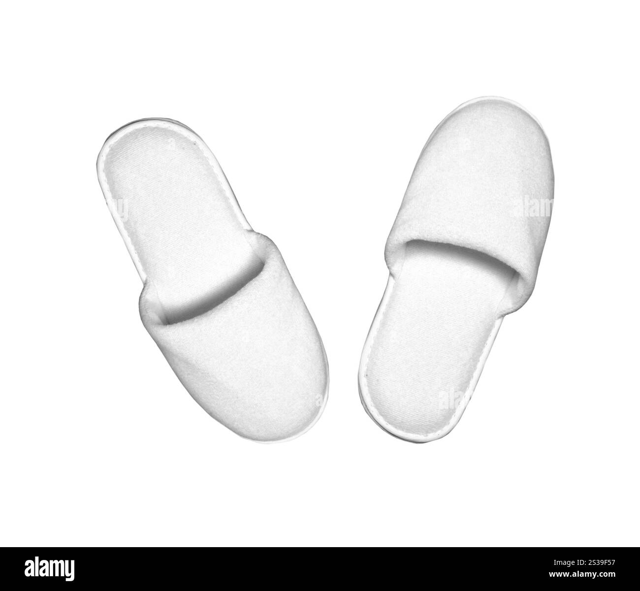Weiße legere Hausschuhe auf weißem Hintergrund. Weiße legere Hausschuhe Stockfoto