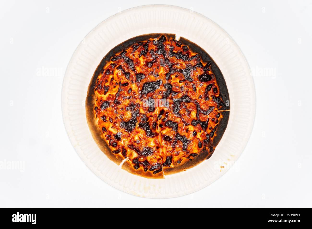 Verbrannte Pizza Stockfoto