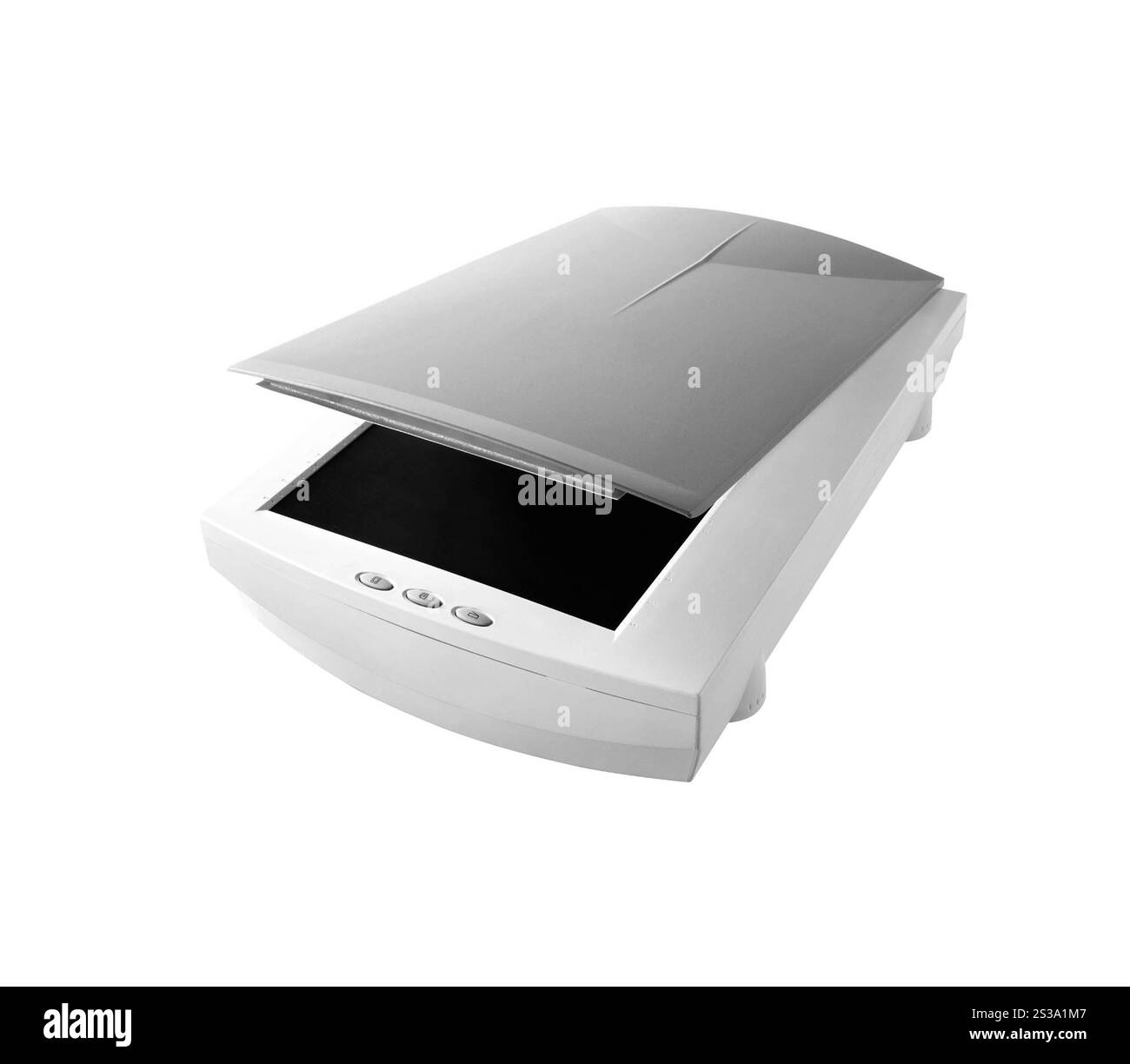 Scanner Nahaufnahme, Geschäftskonzept isoliert auf weißem Hintergrund. Scanner Nahaufnahme, Geschäftskonzept Stockfoto