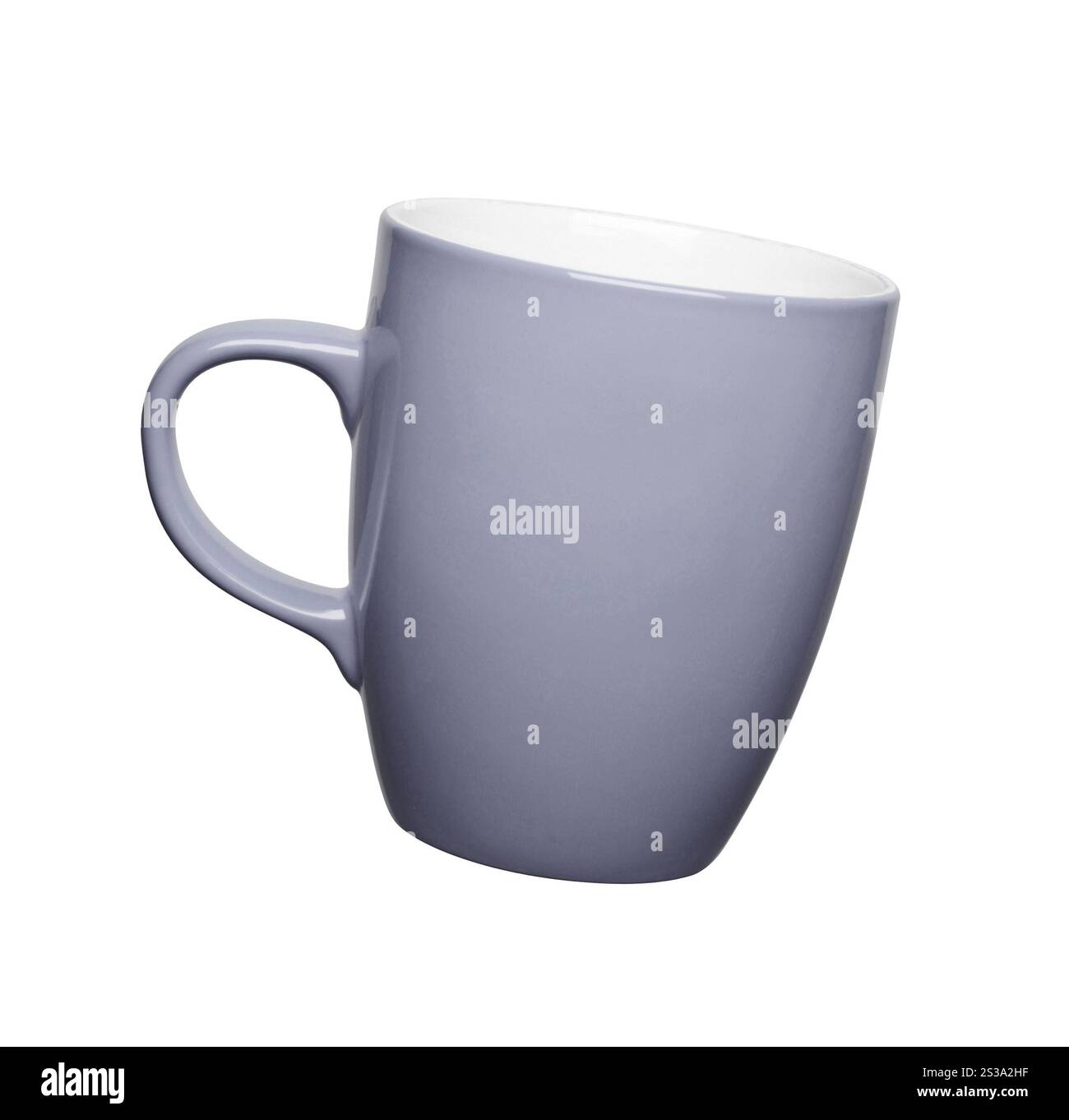 Graue Tasse isoliert auf weißem Hintergrund. Graue Tasse auf weißem Hintergrund Stockfoto