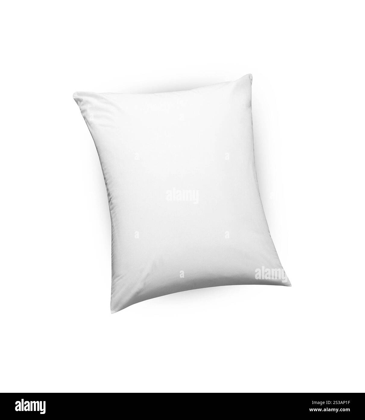 Nahaufnahme eines Kopfkissens auf weißem Hintergrund. Nahaufnahme eines isolierten Kopfkissens Stockfoto