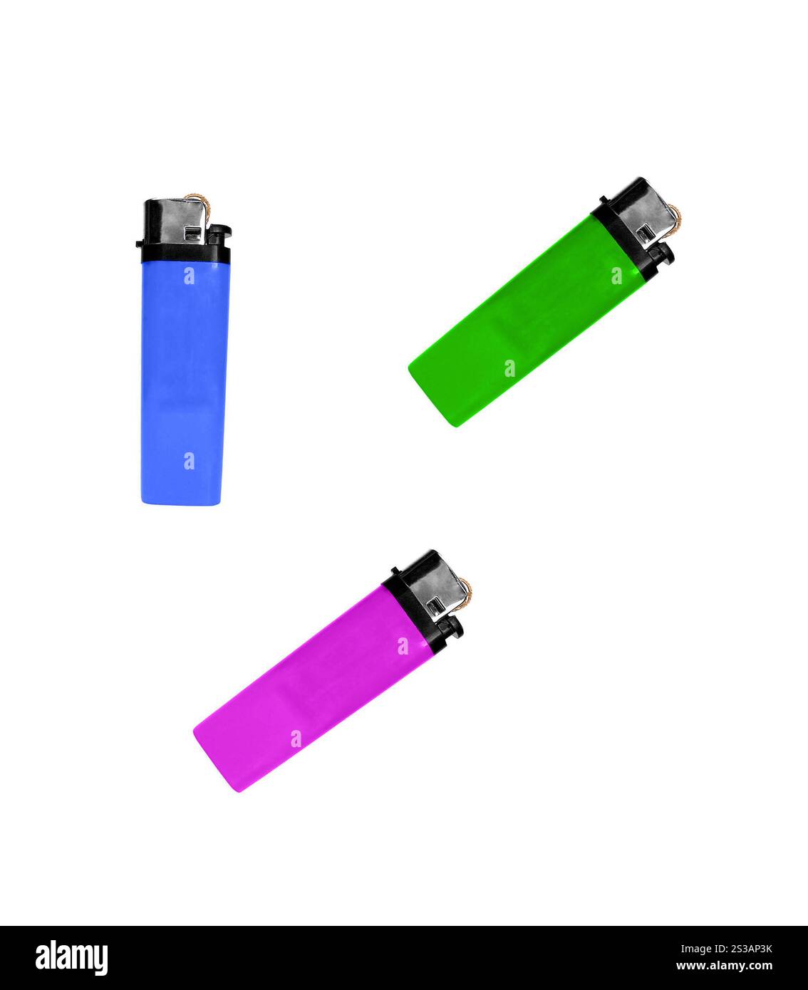 Hellere rosa grüne blaue Farben isoliert auf weiß. Hellrosafarbene grüne blaue Farben Stockfoto