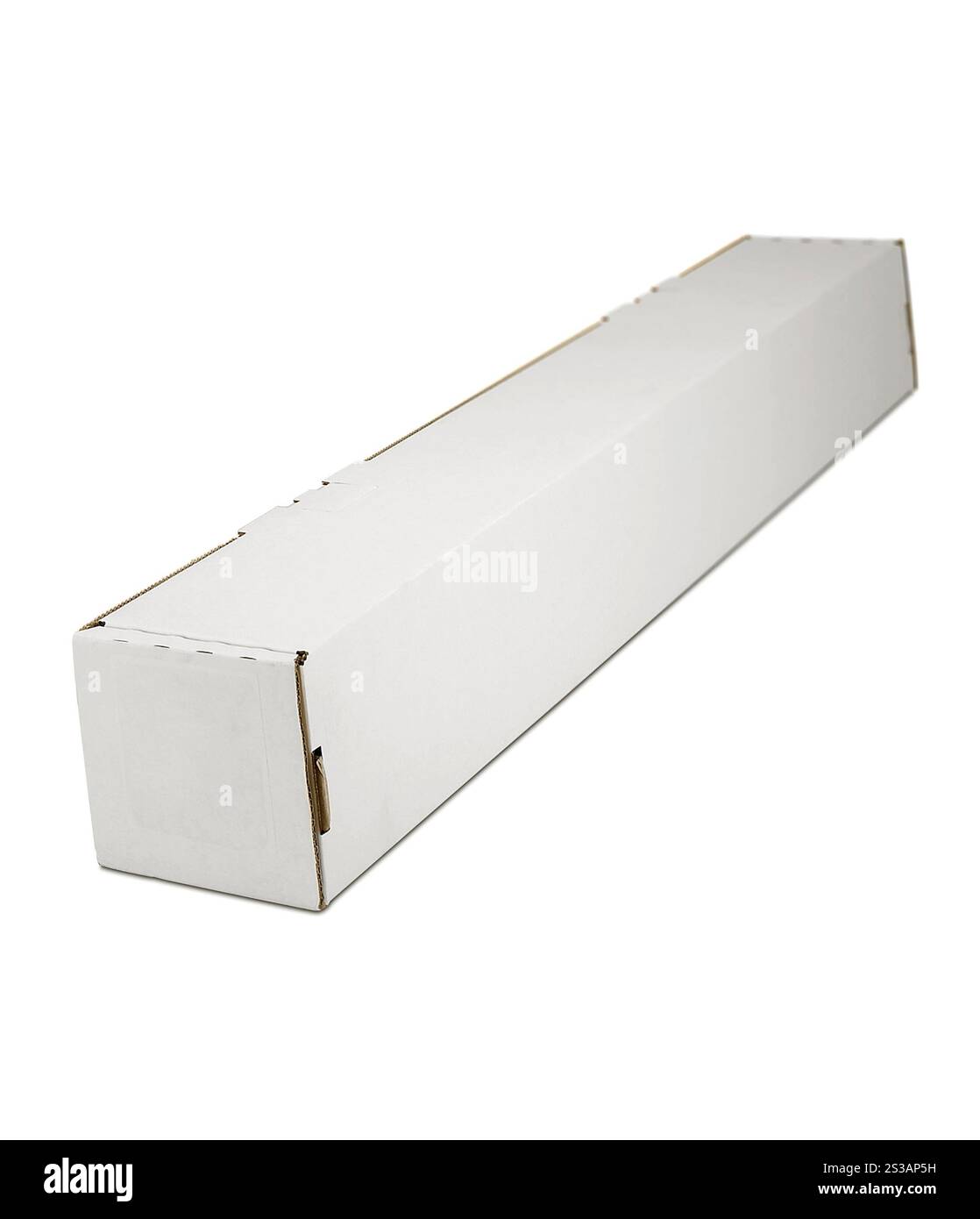 Leere recycelte Pappschachtel auf weißem Hintergrund. Leere recycelte Pappschachtel Stockfoto