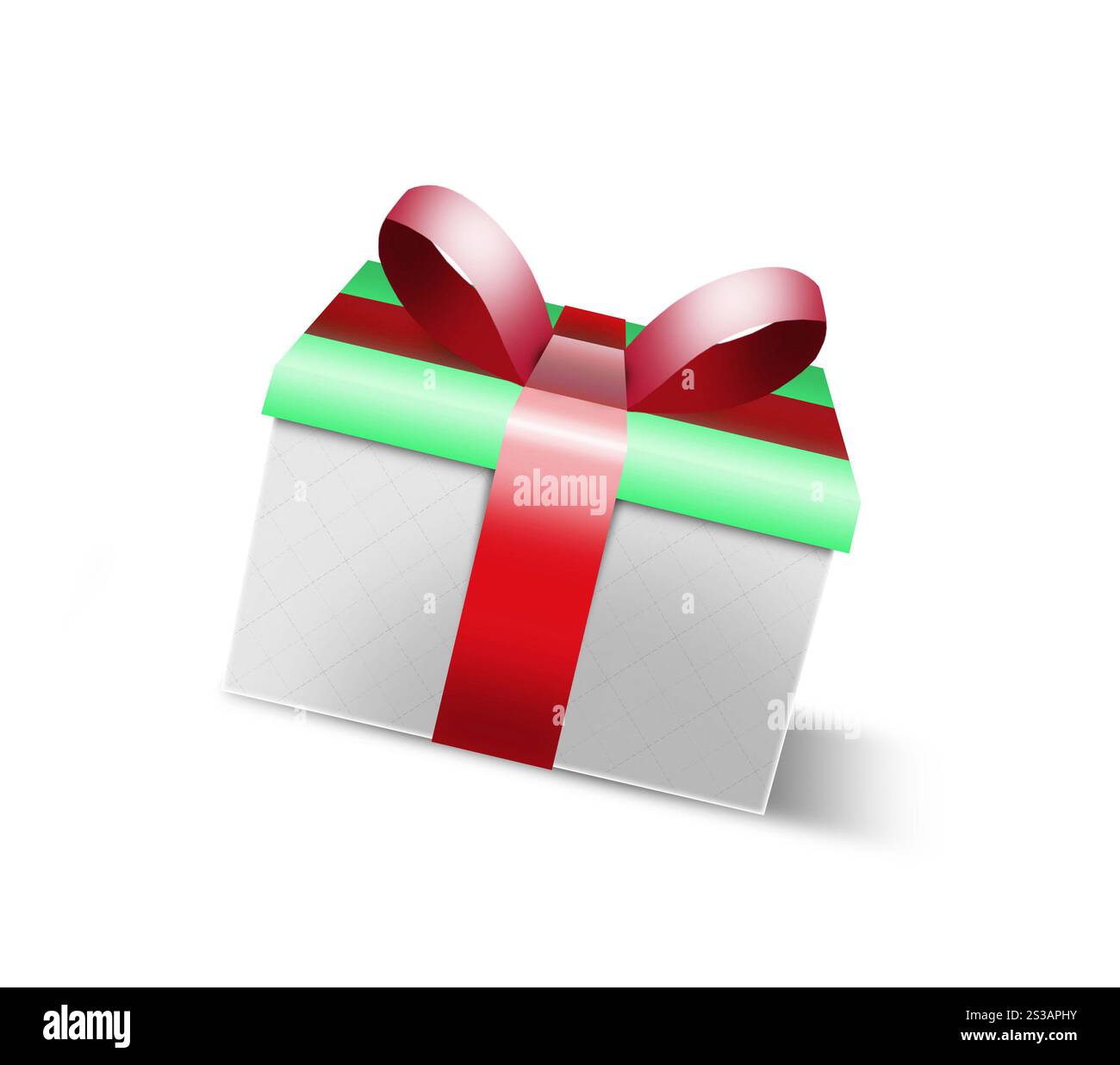 Fotorealistische Geschenkbox 3D-Rendering Blau isoliert auf weißem Hintergrund. Fotorealistische Geschenkbox 3D-Rendering Blau Stockfoto