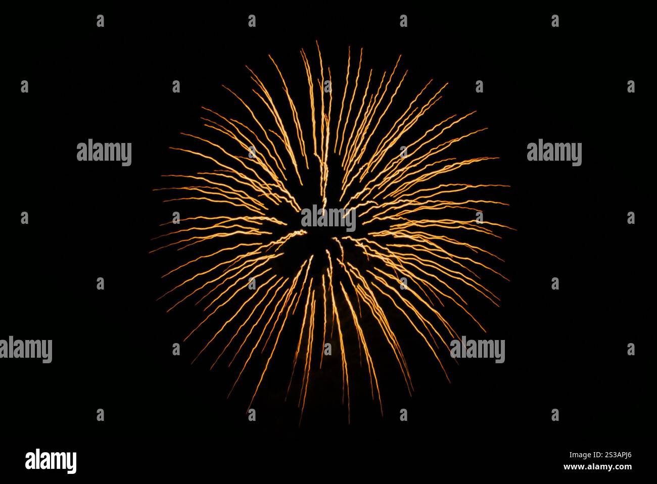 Gelbes Feuerwerk. Grünes Feuerwerk Stockfoto