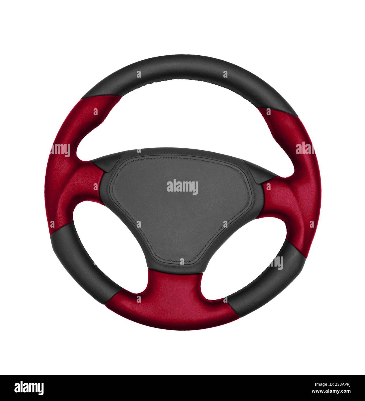 Lenkrad eines Autos isoliert auf weißem Hintergrund. Isoliertes Lenkrad eines Autos Stockfoto