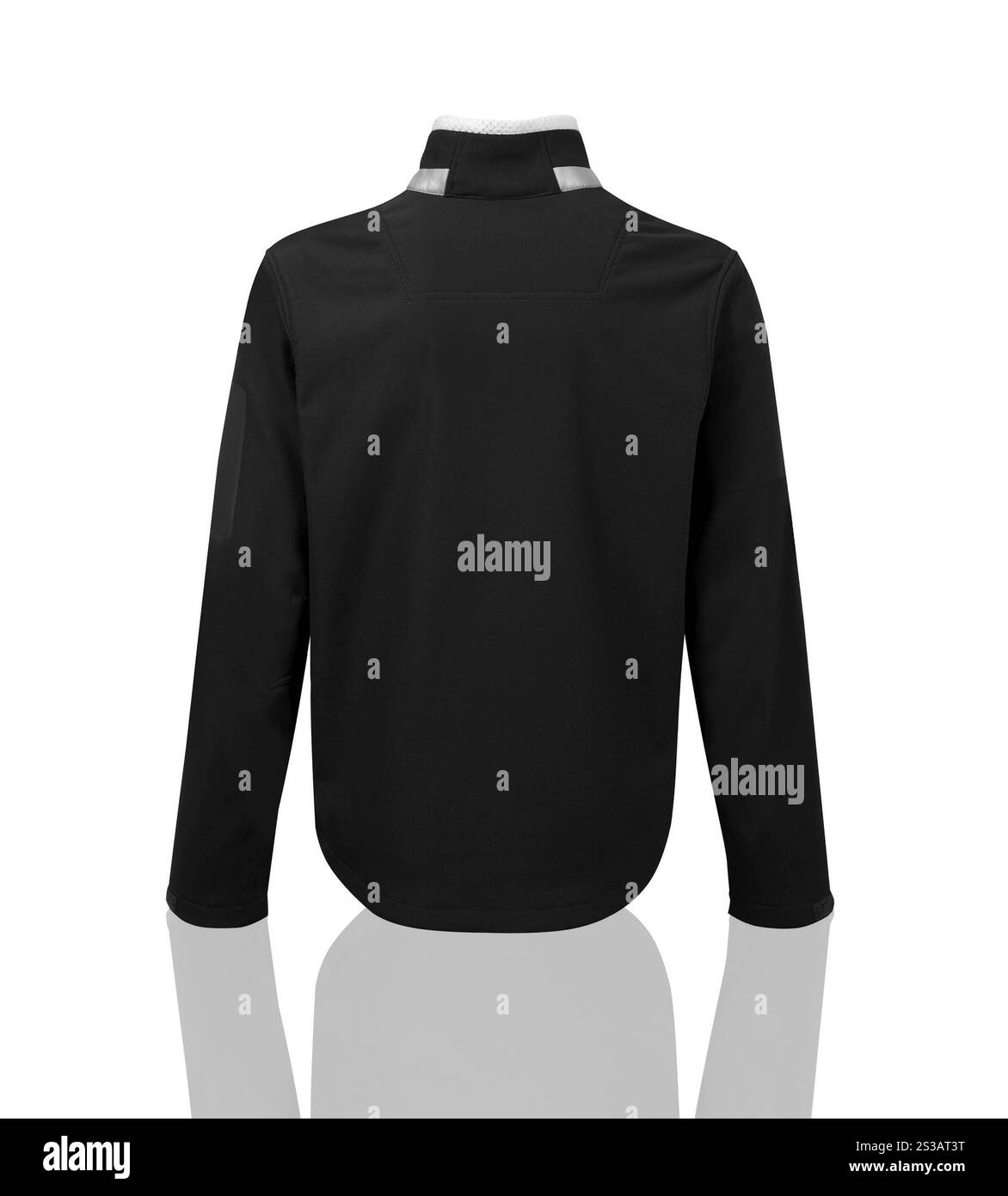 Schwarze Jacke isoliert auf weißem Hintergrund. Schwarze Jacke Stockfoto