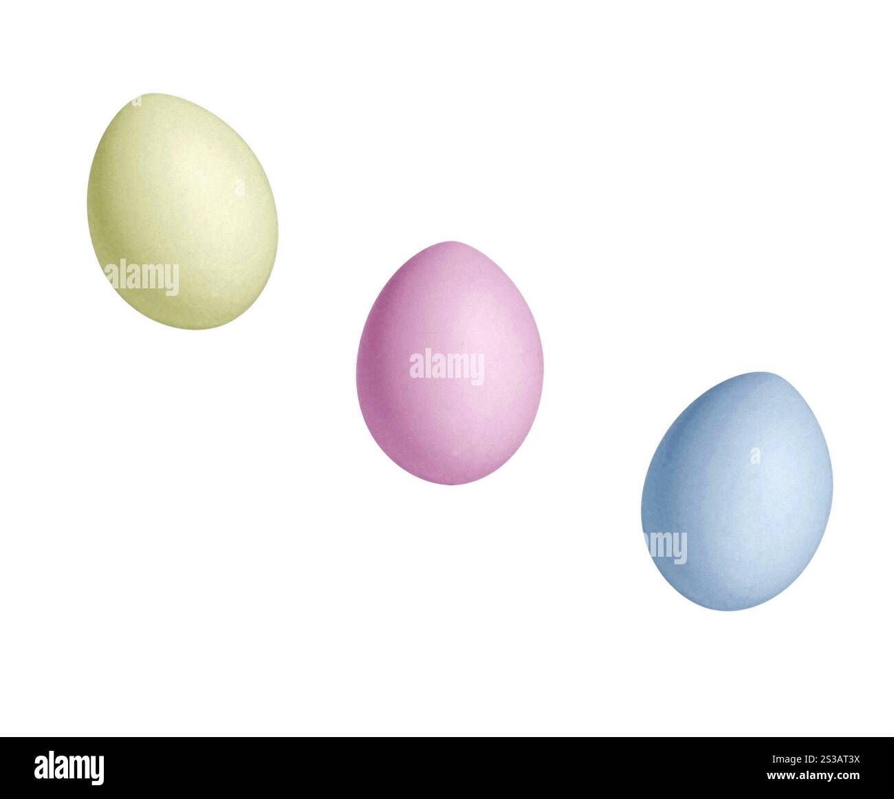 Farbige Eier isoliert auf weißem Hintergrund. Farbige Eier auf weißem Hintergrund Stockfoto