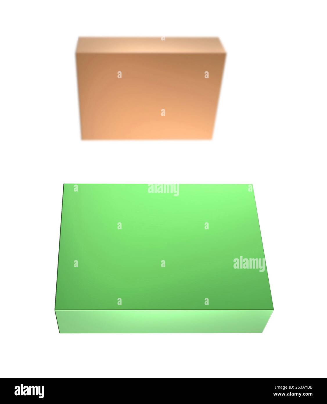 Leeres Feld auf weiß isoliert auf weißem Hintergrund. Leeres Feld auf weiß Stockfoto