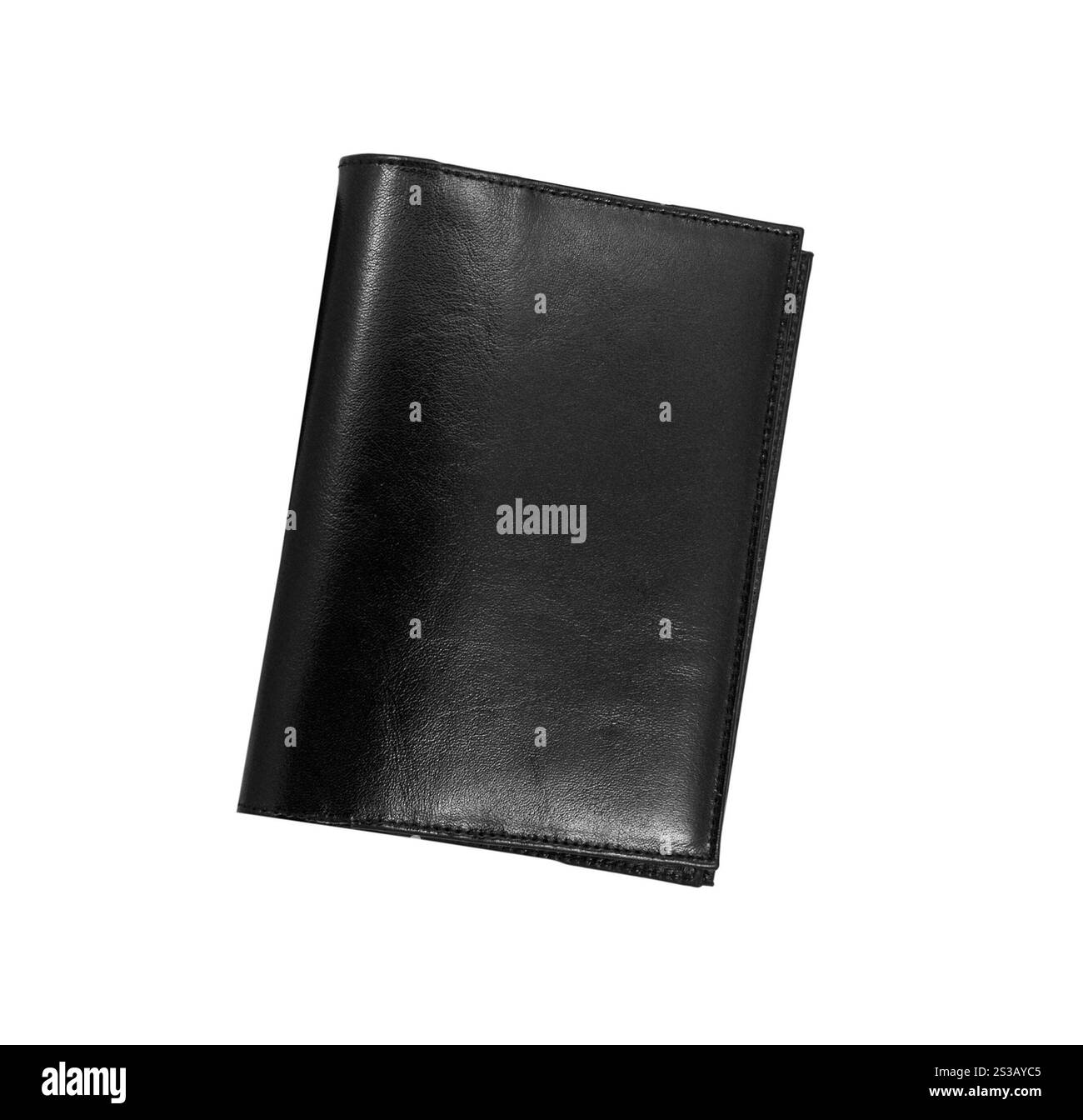 Schwarze Brieftasche isoliert auf weißem Hintergrund. Schwarze Brieftasche isoliert Stockfoto