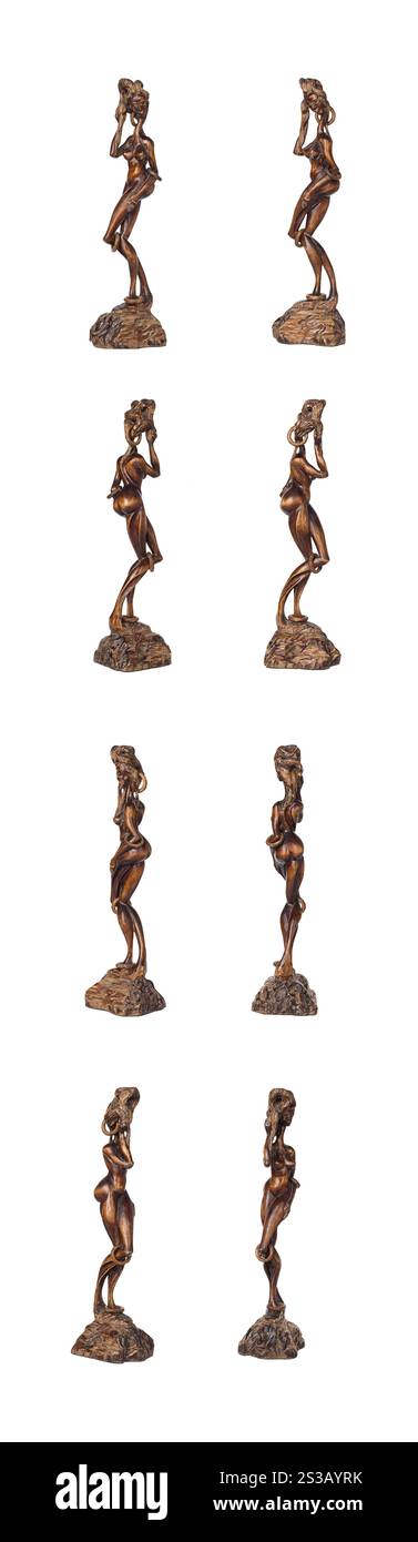 Afrikanische Statue isoliert auf weißem Hintergrund. Afrikanische Statue Stockfoto