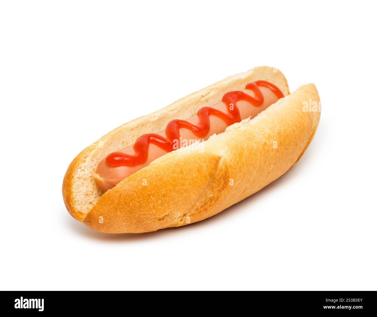 Hot Dog über weißem Hintergrund. Hot Dog Stockfoto