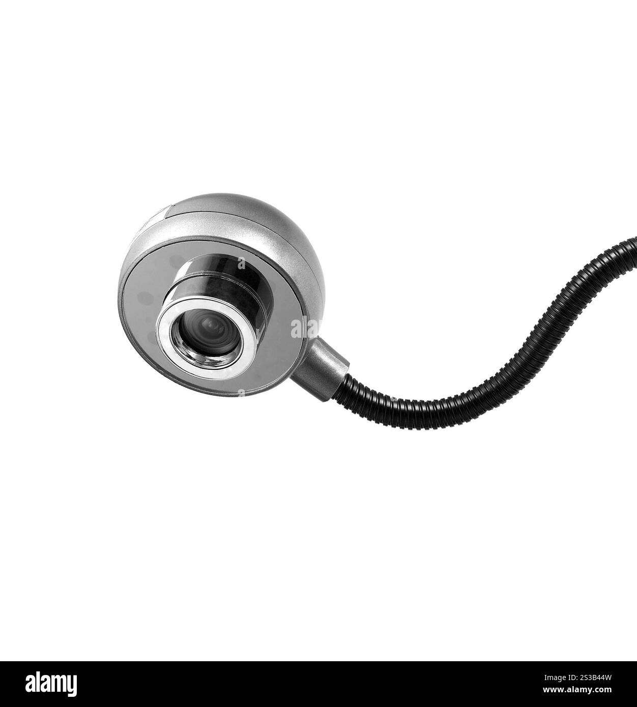 Nahaufnahme der Webkamera auf weißem Hintergrund. Nahaufnahme der Webkamera Stockfoto