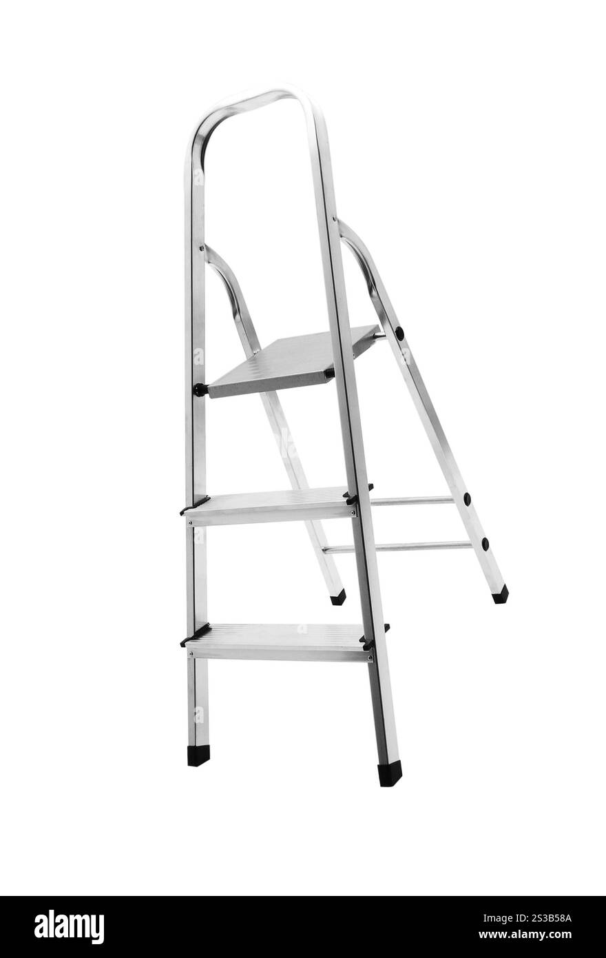 Metallleiter isoliert auf weiß mit Beschneidungspfad. Metallleiter Stockfoto Metallleiter isoliert auf weiß mit Beschneidungspfad. Metallleiter Stockfoto