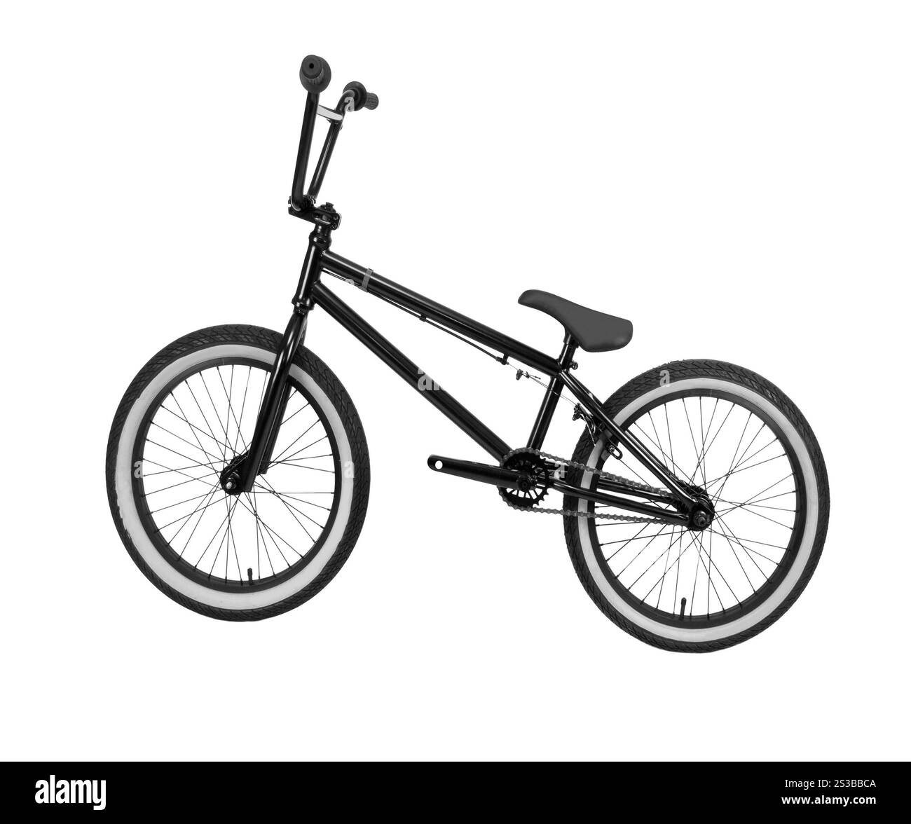 Fahrrad isoliert auf weißem Hintergrund. Motorrad isoliert auf weiß Stockfoto