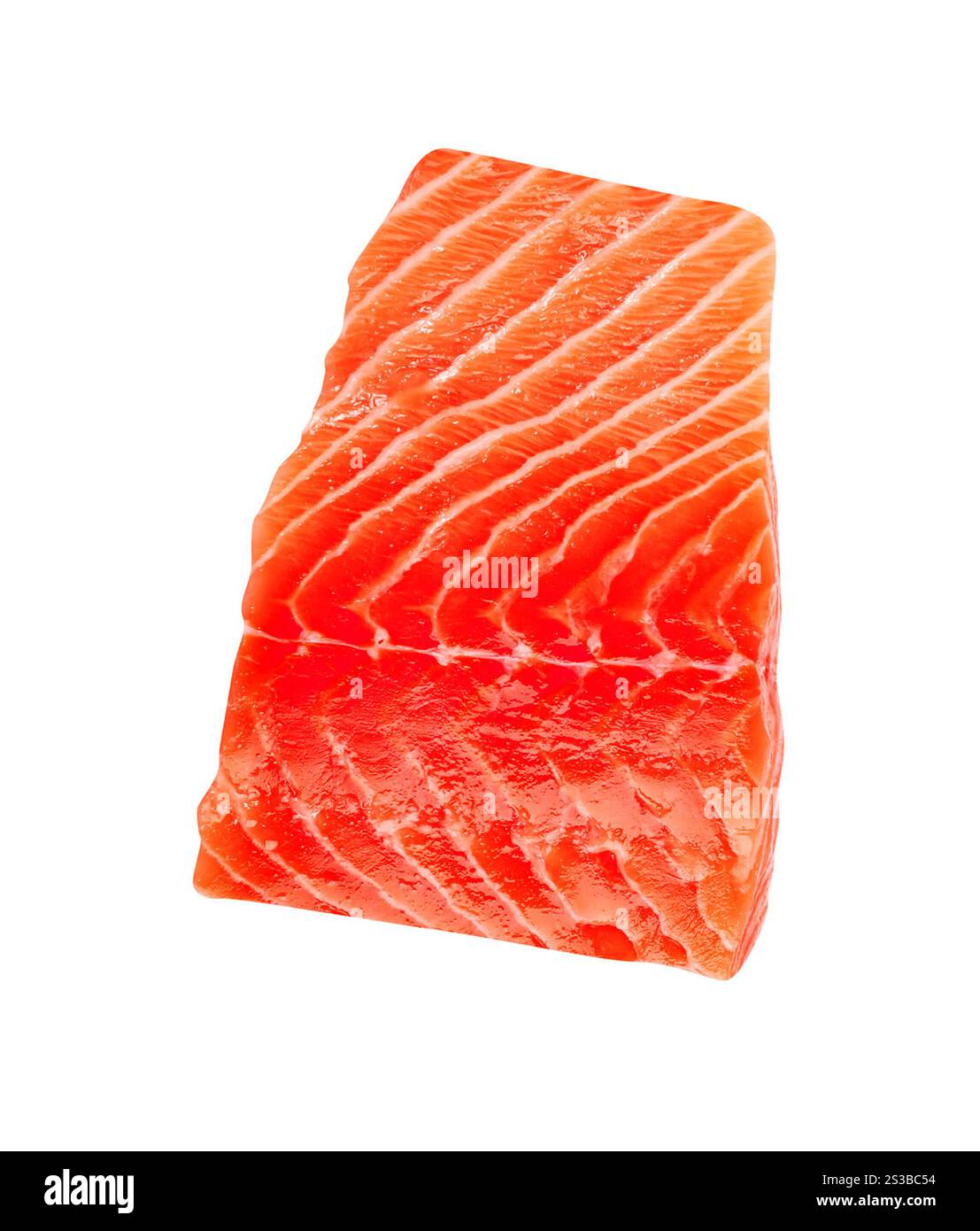 Lachsfilet auf weißem Hintergrund isoliert Stockfoto