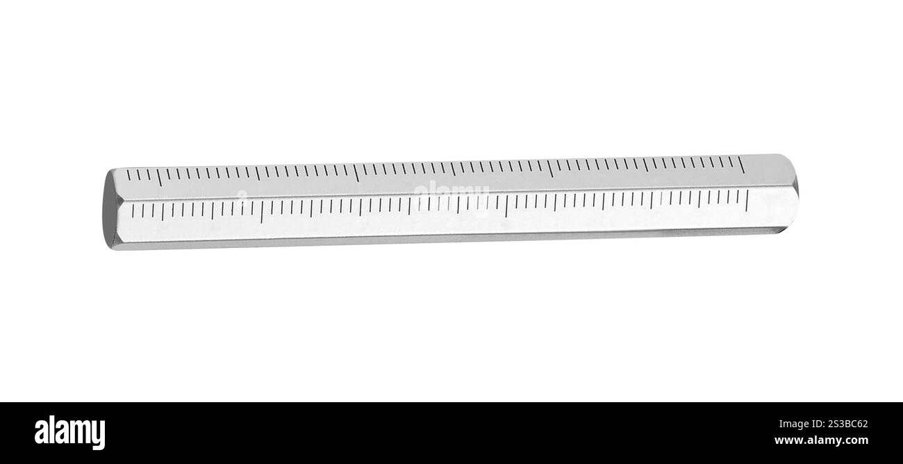 Ein Lineal isoliert auf weiß Stockfoto