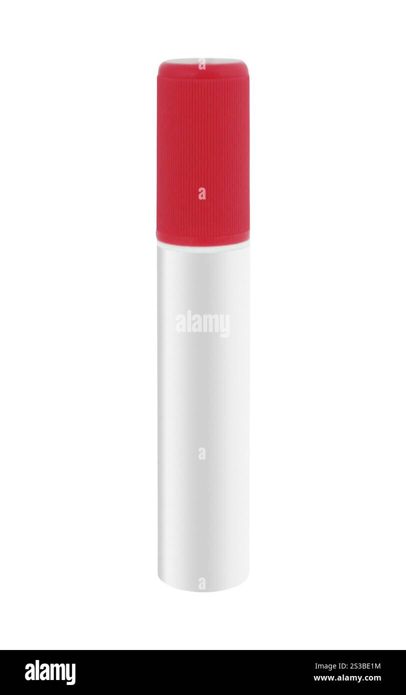 Rote Markierung auf weißem Hintergrund. Blauer Marker auf weißem Hintergrund Stockfoto