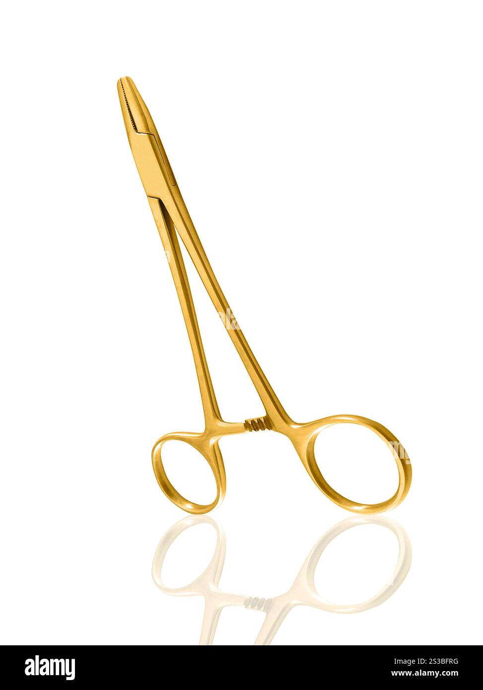 Chirurgisches Instrument isoliert auf weißem Hintergrund. Chirurgisches Instrument isoliert Stockfoto