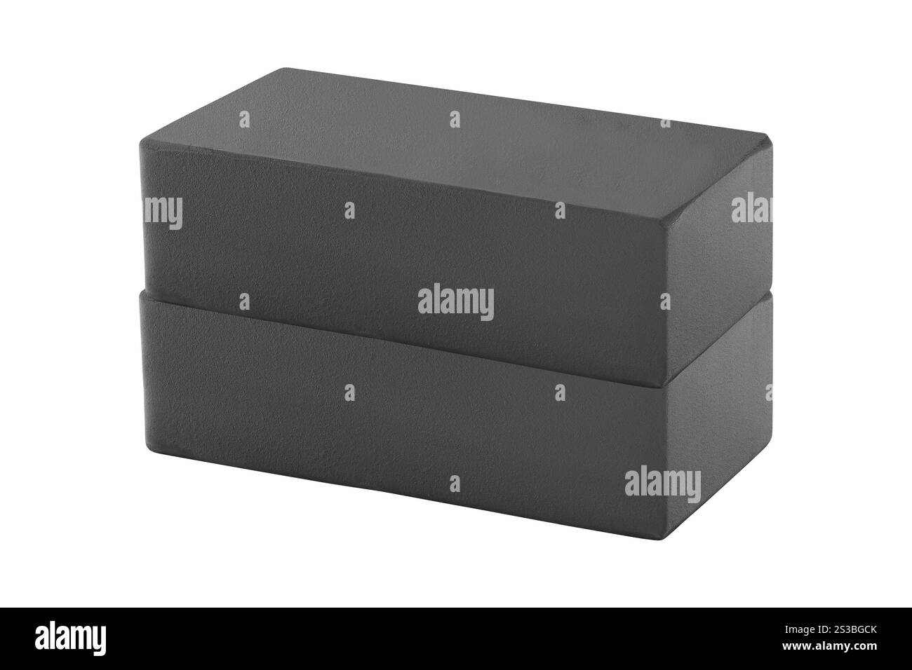 Schwarze Steine isoliert auf weißem Hintergrund. Rote Steine isoliert auf weißem Hintergrund Stockfoto