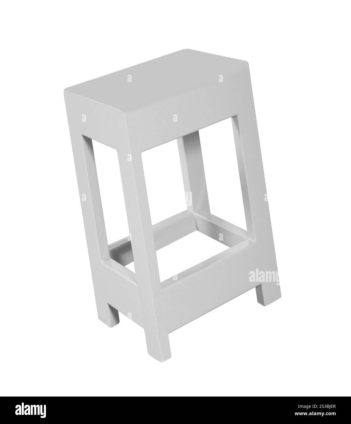 Holzhocker isoliert auf weiß. Holzhocker Stockfoto