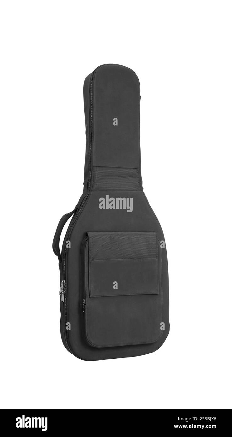 Tasche aus Gitarrenstoff isoliert auf Weiß Stockfoto