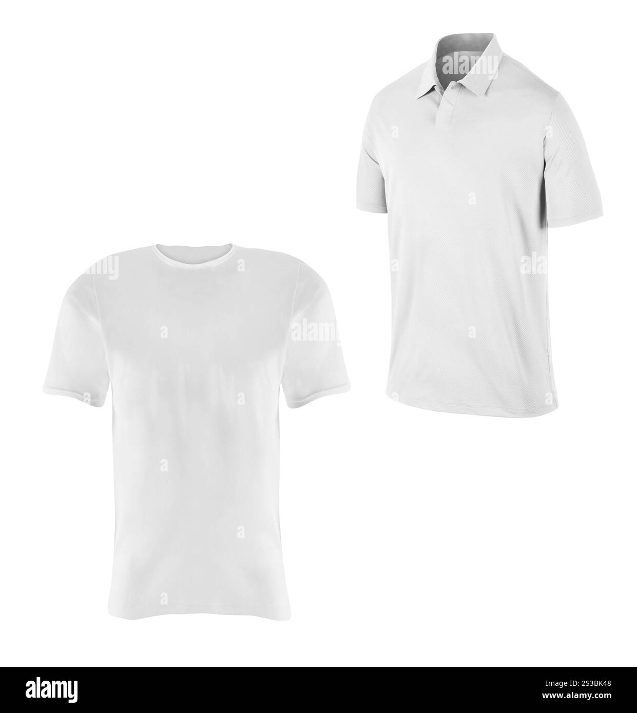 Nahaufnahme eines T-Shirts auf weißem Hintergrund Stockfoto