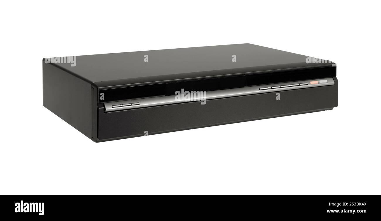 Alter Videokassettenrekorder auf weißem Hintergrund Stockfoto