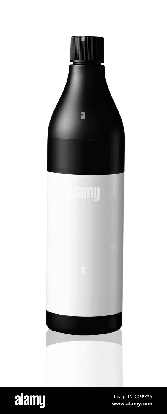 Medizinische Flasche von brauner Farbe isoliert auf weißem Hintergrund Stockfoto